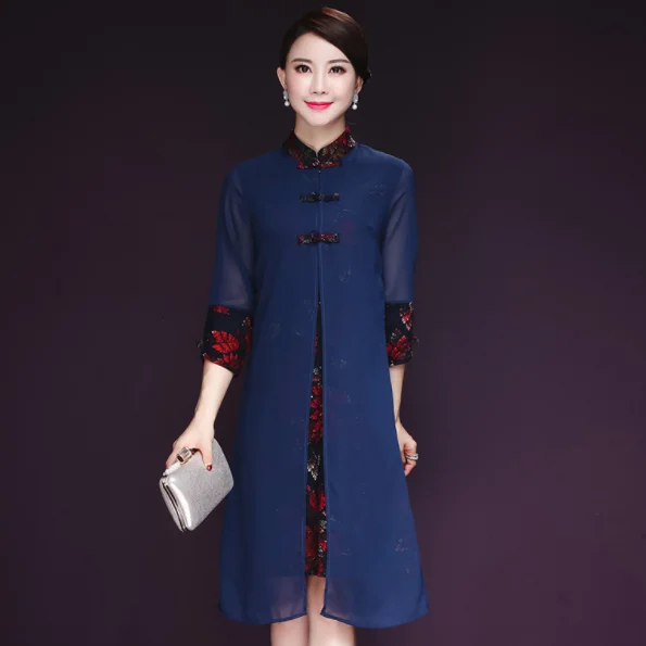 Новое Осеннее винтажное женское платье с воротником стойкой и принтом