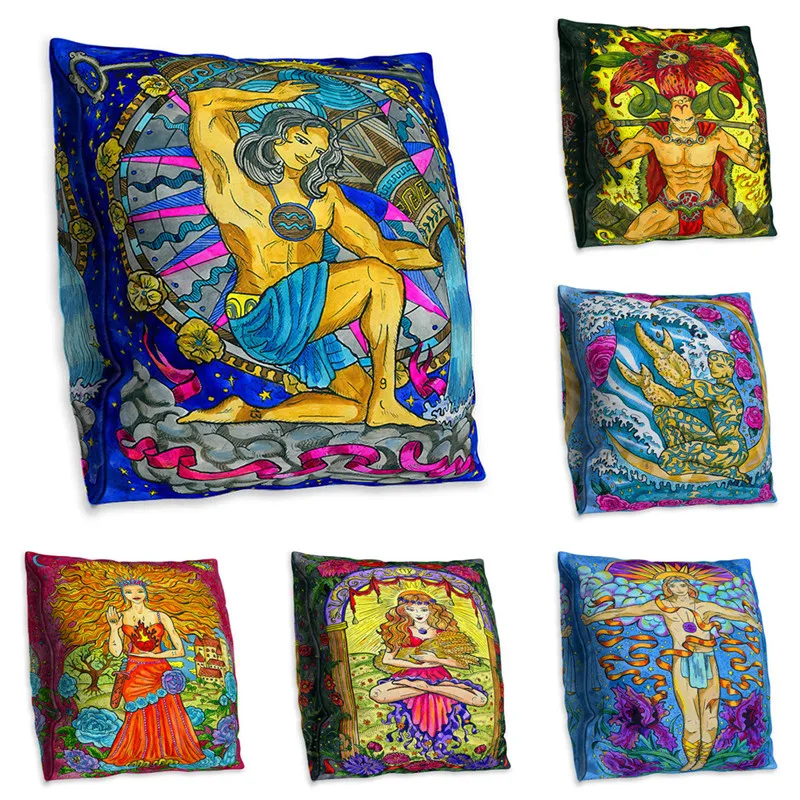 

Tarot Cushion Cover Home Decor Sun and Moon India Mandala Throw Pillow Covers for Sofa Bedroom Decorative Pillowcase 45x45cm