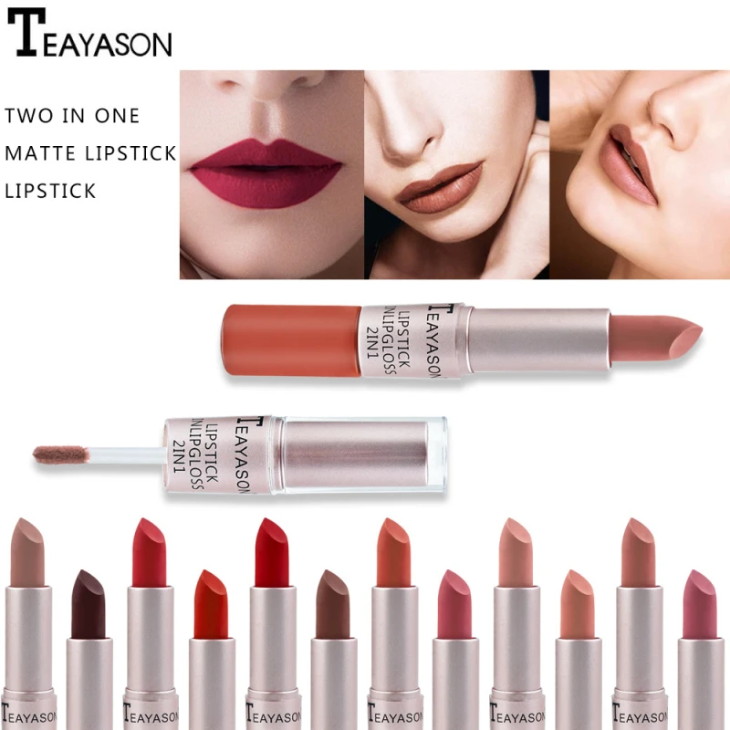 

TEAYASON Keep 24 Hours Double-Head Sexy Red Matte Lipgloss Liquid Lipstick Matte Long Lasting Waterproof Beauty Cosmetic Tools
