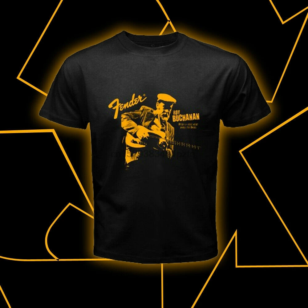 Голубая футболка с надписью Roy Buchanan Размеры s M L XL 2XL 3XL|Мужские футболки| |