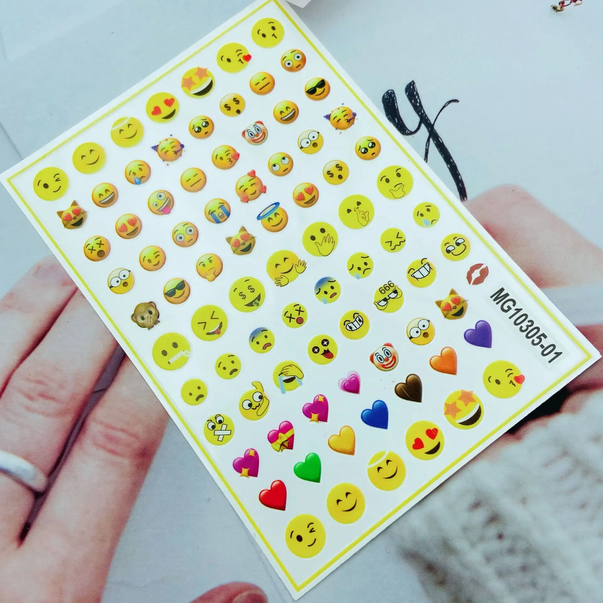 Fashion New Arrival Hot Selling 3d DIY Nail Stickers Dry Nail Decals Emoticons Light Thin Back Glue Adhesive Traceless Manicure