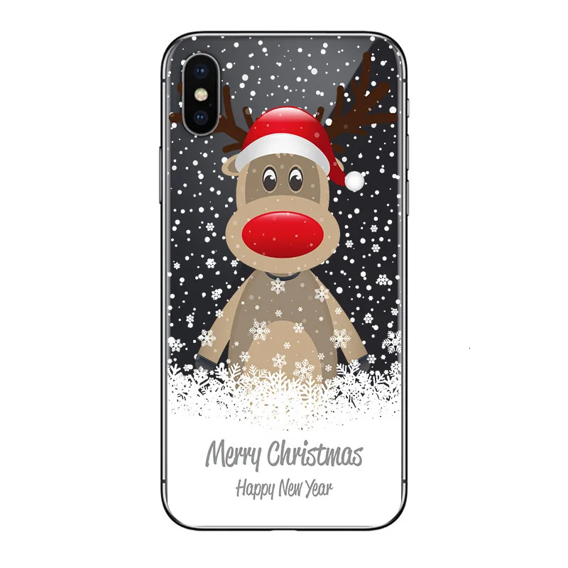 Christmas New Year Cover For iPhone 11 Max Pro XR 8 7 6 6S 5S Plus Cartoon Santa Claus Elk Phone Case For iPhone 11Pro X XS Max