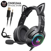 onikuma ps4 headset casque cat ear wired stereo gaming headphones with mic led light for laptop ps4xbox one controller