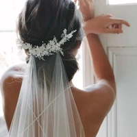 fashion off white handmade lace wedding veil 2 meter 3 meter flowers bridal headdress veu de noiva voile mariage accessoirres