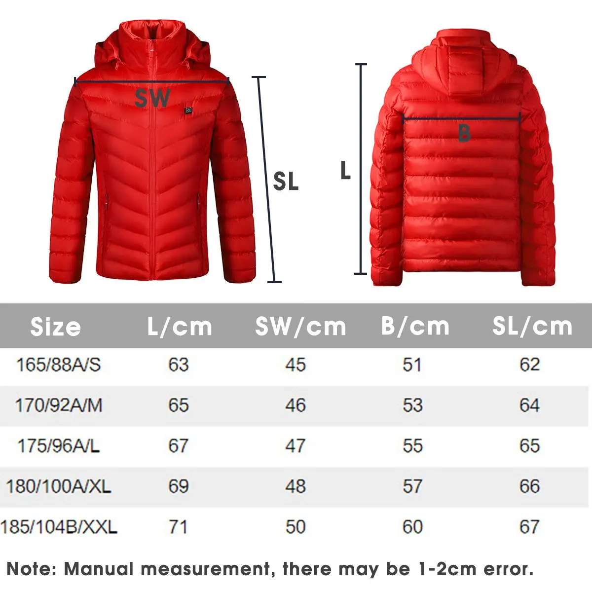 S-4XL Men Women USB Heated Jacket Down Waterproof Electric Heating Hooded Jacket Winter Thermal Clothing for Outdoor Sports Ski