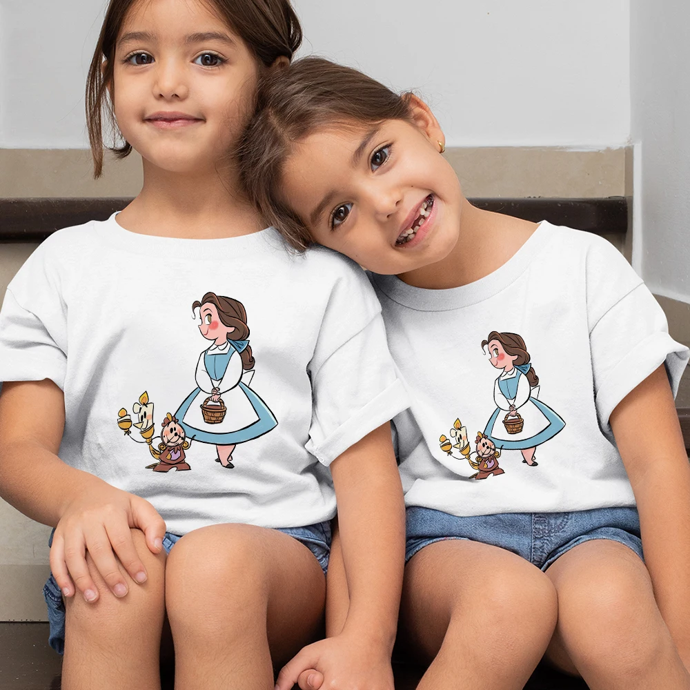 Ariel The Little Mermaid Printing Vintage Fashion Aesthetic White T-Shirt Children Cute Art Tee Hipster Girls Kids Top