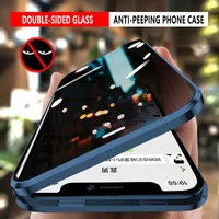 360 full protection magnetic adsorption metal case for iphone 13 pro max double sided glass privacy cover for iphone 13 mini