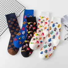 Calcetines coloridos y bonitos de dibujos animados para mujer, medias de punto de helado de oso, calcetines de algodón de estilo coreano para mujer y Niña