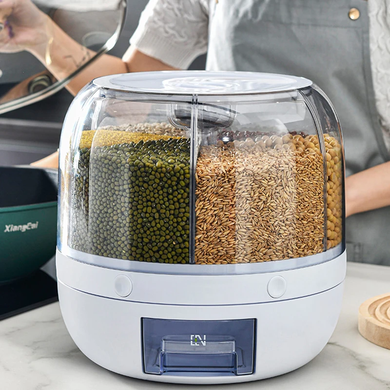 

Rotating Round Storage Jars Kitchen Vacuum Lids Plastic Round Herbs Food Container Spice Candy Saklama Kab Home Storage GTJ50