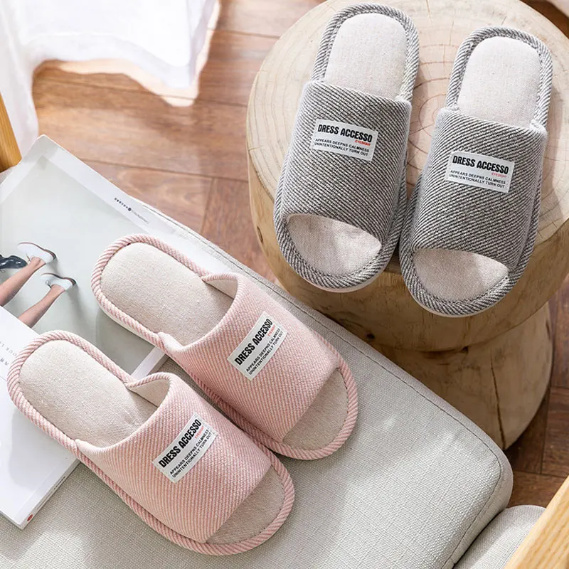 

Women Slippers Winter Open Toe Couple Indoors Shoes Ladies Slip-On Bedroom Comfortable Slipper Women's House Footwear 2021 New