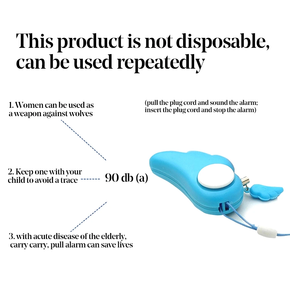 HOT SALES!!! Angel Wing Anti Pervert Alarm Pendant Women Self Defense Safety Security Supply Backpack Wallet's Keyring Keychains |