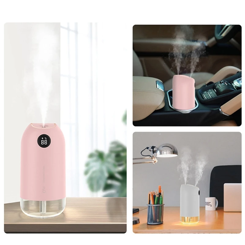 

500ml USB Rechargeable Double Spray Air Humidifier with Light Ultrasonic Aroma Essential Oil Diffuser Mist Purifier