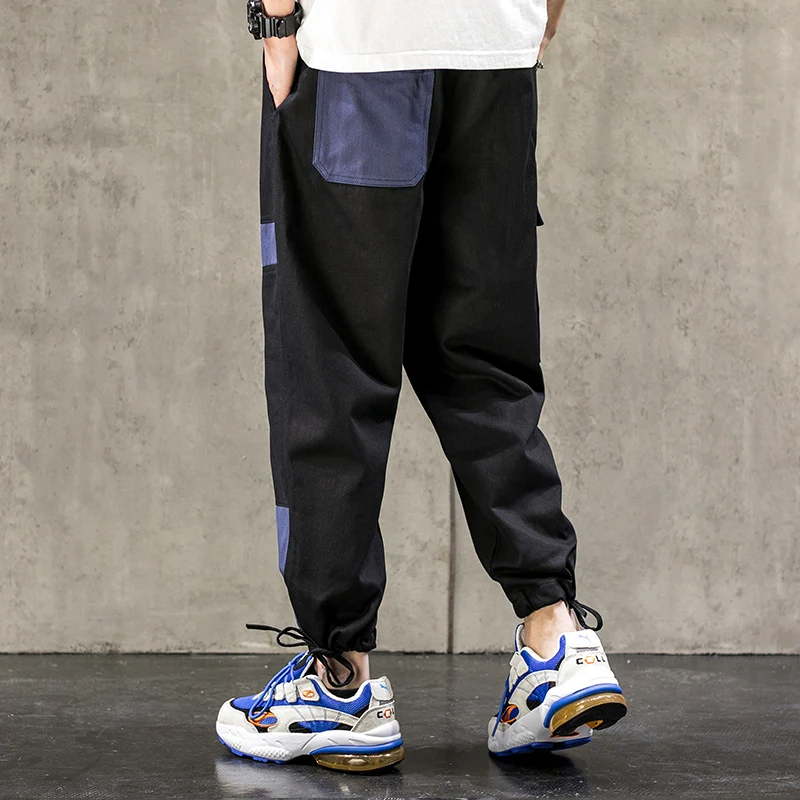 Однодорожные мужские брюки карго мужская мода 2020 лоскутные боковые карманы