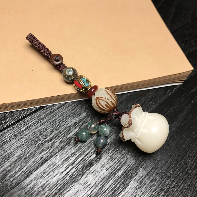 Этническая резная Тыква Золотая рыбка круглый кулон брелок для женщин Бодхи Лотос держатель ключей|Брелоки|