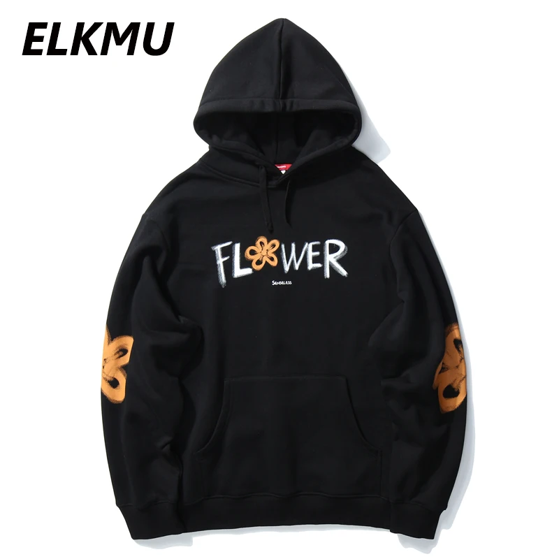 Свитшот ELKMU с капюшоном и принтом граффити уличная одежда в стиле хип хоп