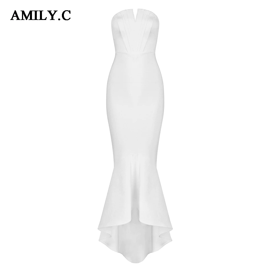 Женское облегающее платье amilly. c Белое Облегающее без бретелек для знаменитостей
