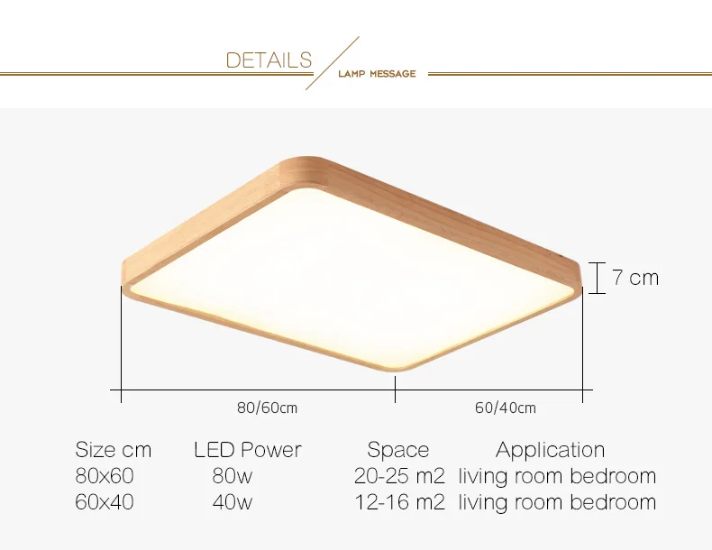 

Home Wooden LED ceiling lighting ceiling lamps for the living room chandeliers Ceiling for the hall modern ceiling lamp high 7cm