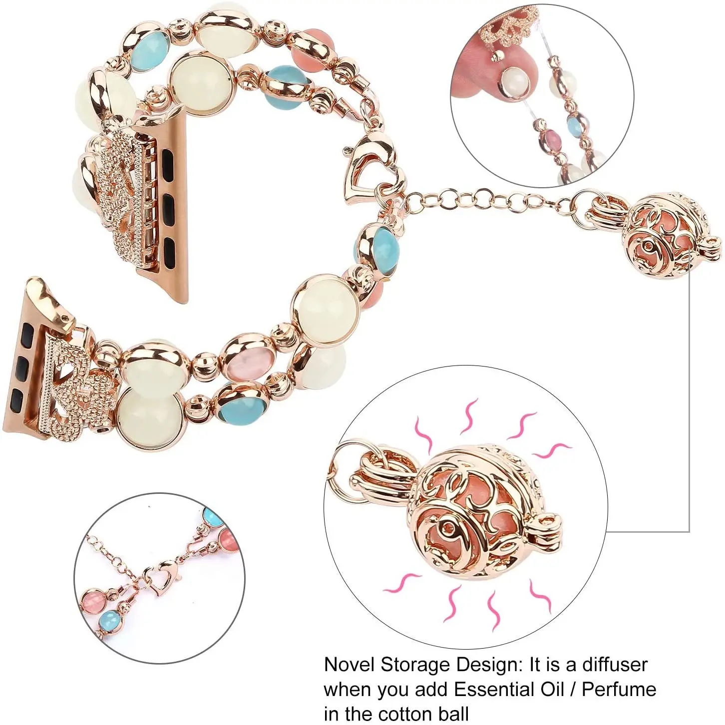 Ремешок для Apple watch band 44 мм 40 iWatch serice SE 6 5 4 3 женский ночной светящийся жемчужный