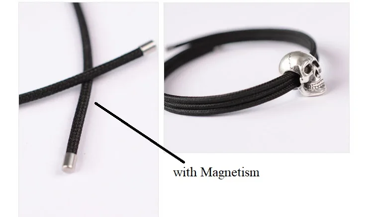 

Handmade 999 Silver Skeleton Bead Bracelet Skull Bracelet Punk Jewelry Man Wrap Bracelet