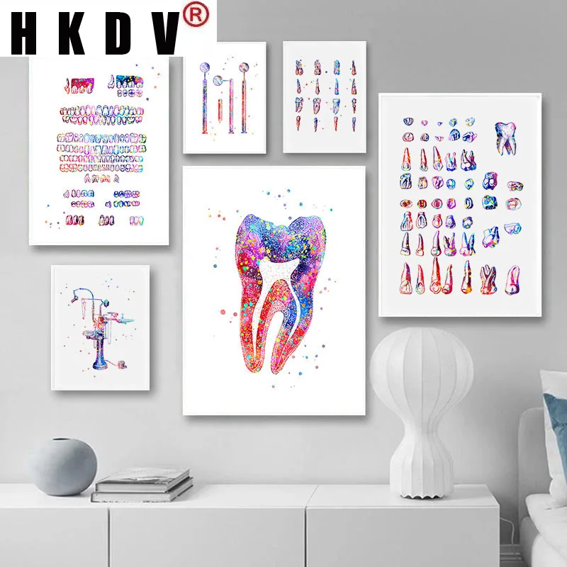 

HKDV Tooth Anatomy Education Canvas Painting Wall Art Painting Print Poster Picture Bedroom Living Room Home Decoration