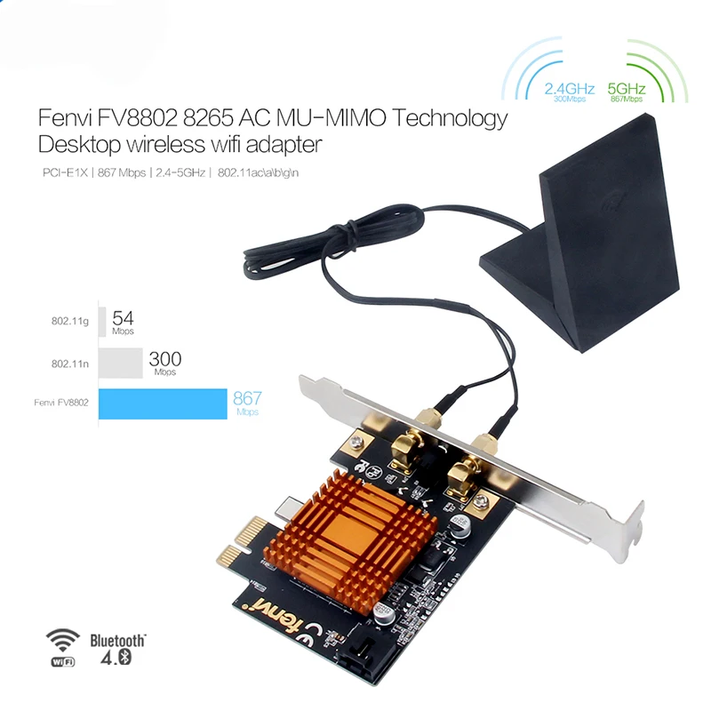 1200 Мбит/с двухдиапазонный беспроводной 802.11ac 2 4G/5 ГГц Настольный PCI Express E 1X Wlan Wifi