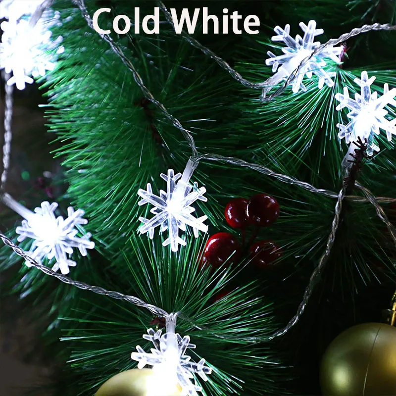 220В EU Plug 10 м 100LED снежные хлопья сказочные рождественские гирлянды светодиодные