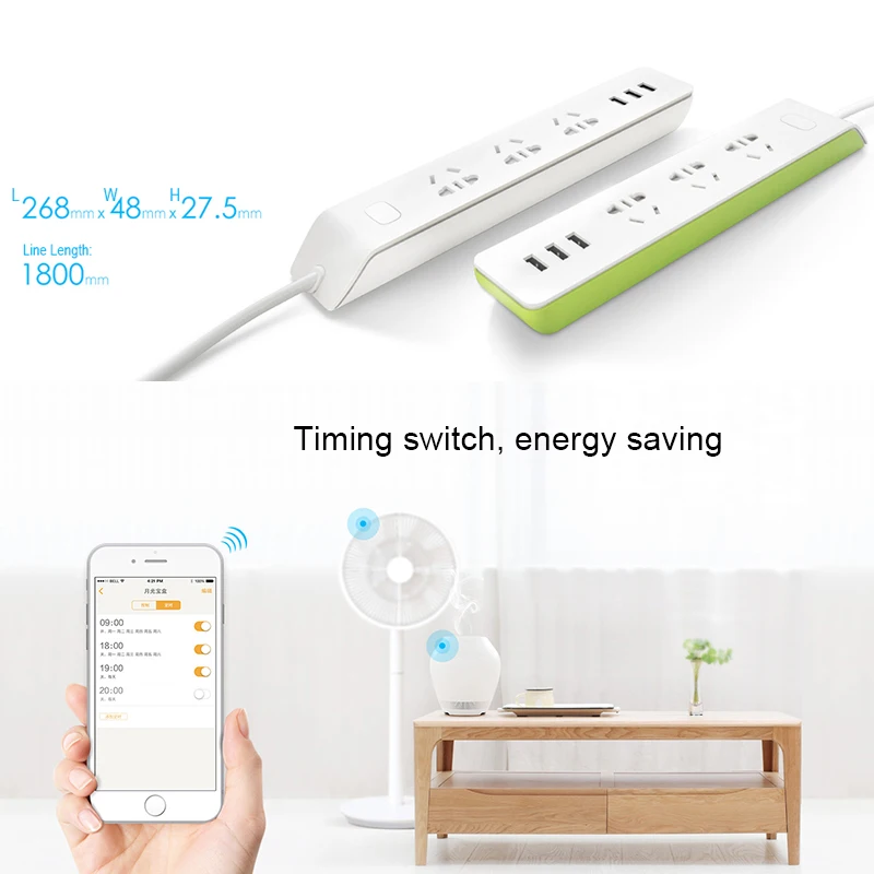 Broadlink оригинальная лента питания MP2 умная домашняя WiFi розетка 3 выхода USB 10A 1 5 м 250 в