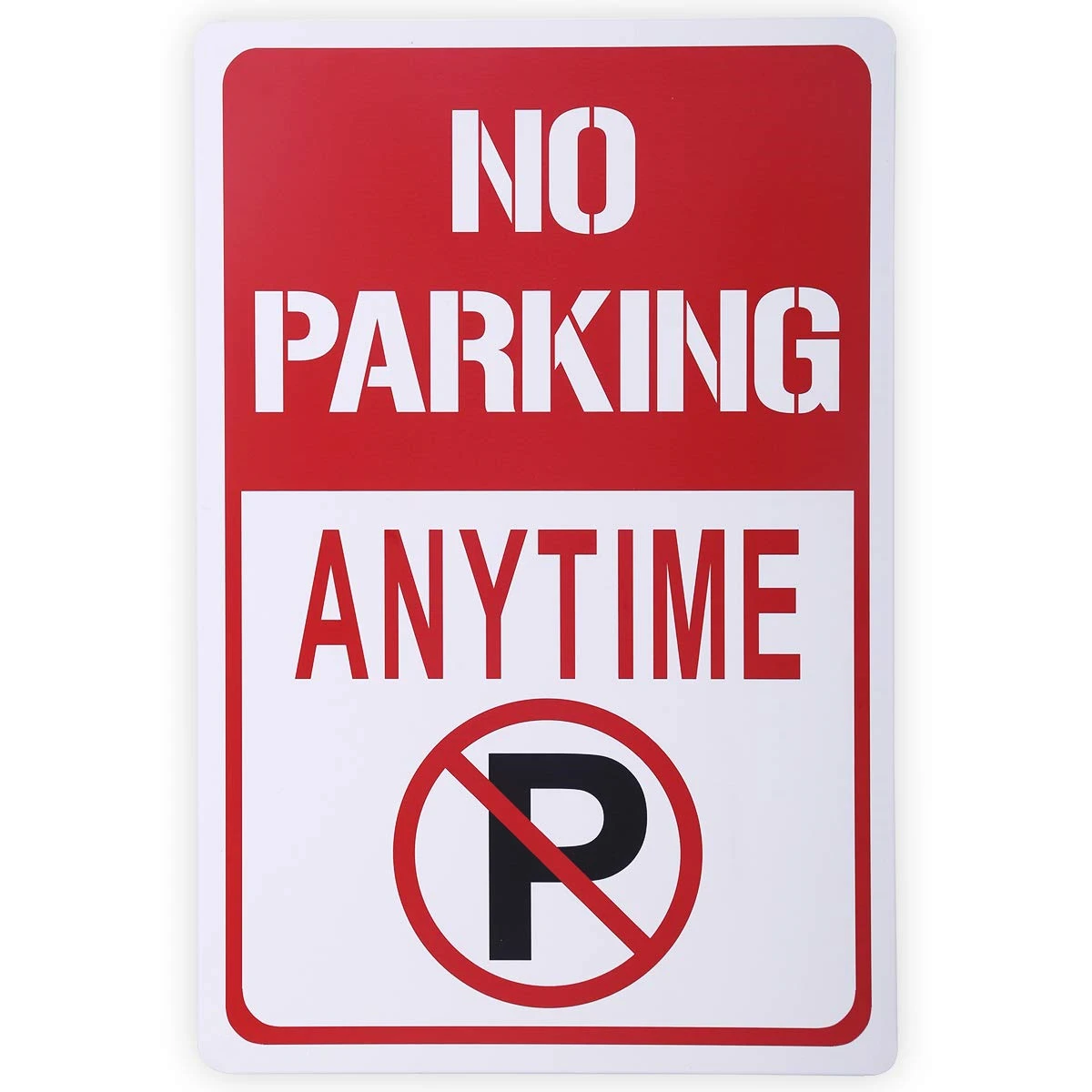 

No Parking anytime Warning Sign Easy Mounting Outdoor Vintage Plaque Poster Tin Sign Wall Decor Hanging Metal Decoration 12x8in