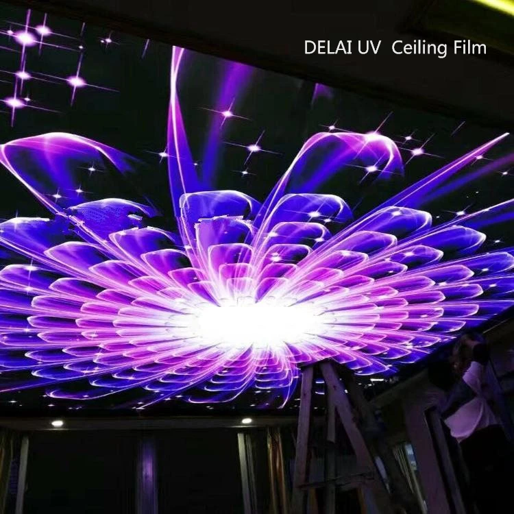 2018 3D57 фантастическое фиолетовое освещение ПВХ стретч потолочная пленка Аврора