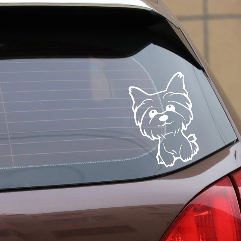 

Car Sticker Yorkshire Terrier Sticker Cute Fun Dog Window PVC Waterproof Sunscreen Car Sticker Black/Silver 10.8x16cm