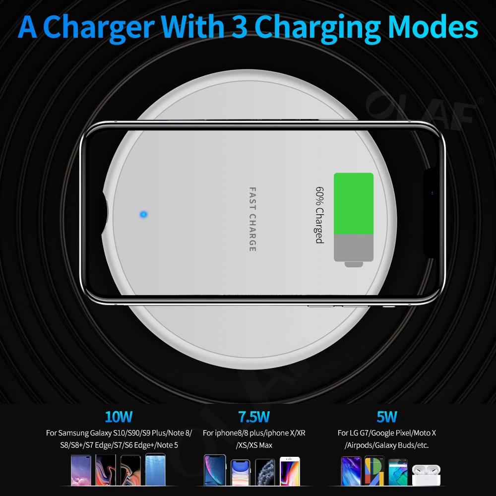 10w fast wireless charger for iphone 11 8 plus qi wireless charging pad for samsung s10 huawei p30 pro phone charger adapter free global shipping