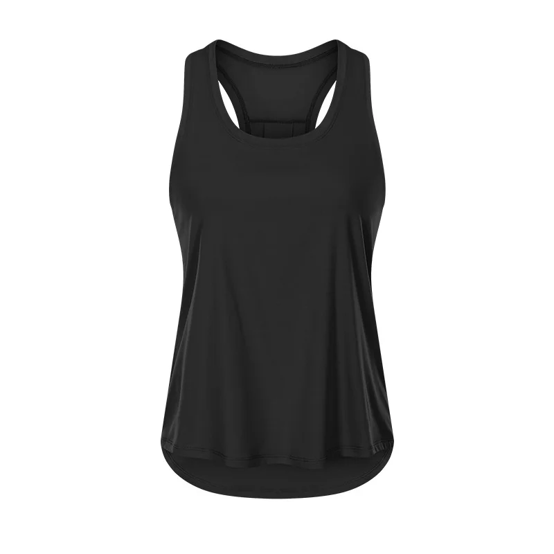 

2021 new simple I-shape sports vest with loose, breathable, elastic and skin friendly nude yoga suit