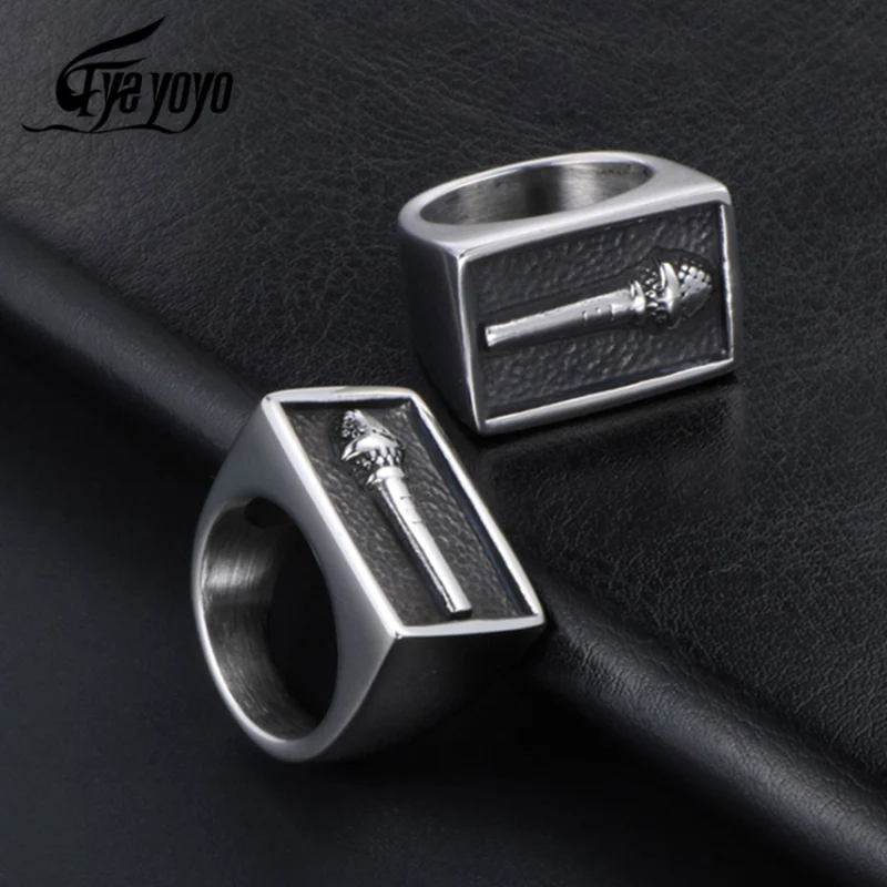 EyeYoYo Rock мужское широкое кольцо с гравировкой микрофон европейский стиль Модные