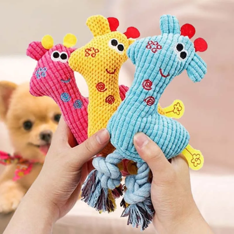 Dog Chew Squeak Toys Fleece Rope Interative Toy Animals Soft Plush Puppy Chew Toy Squeaker Pet Dogs Cat Squeaking Toy yellow screaming rubber chicken dog toys pet products puppy cat toy squeak squeaker chew funny kid toy gift