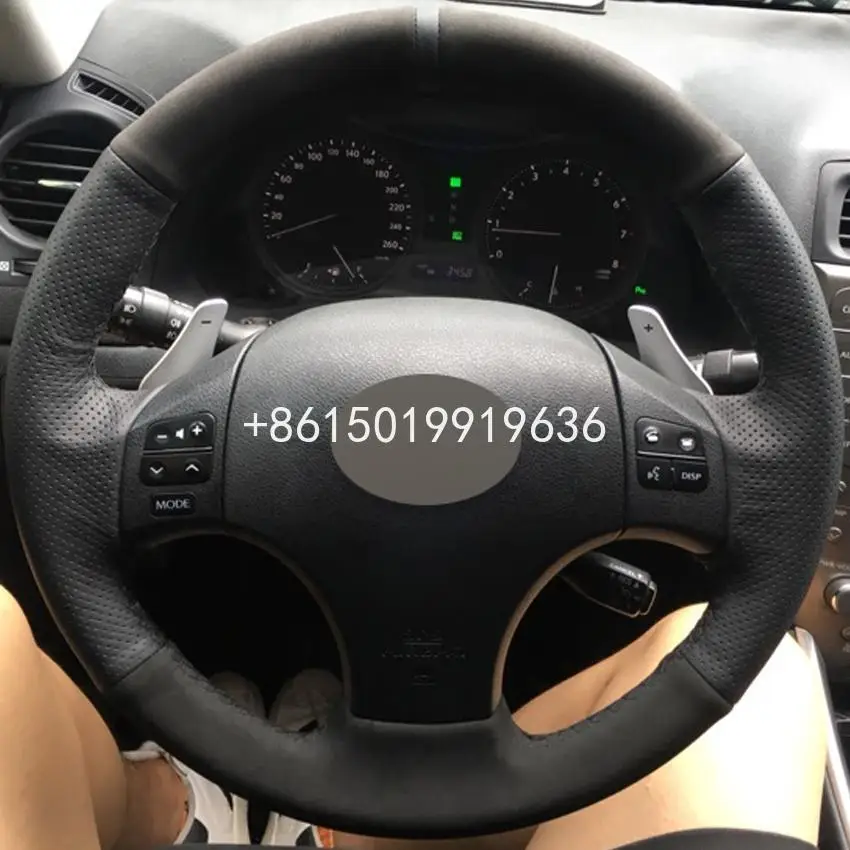

Black Genuine Leather Suede DIY Hand-stitched Car Steering Wheel Cover for Lexus IS is250 is300 is350