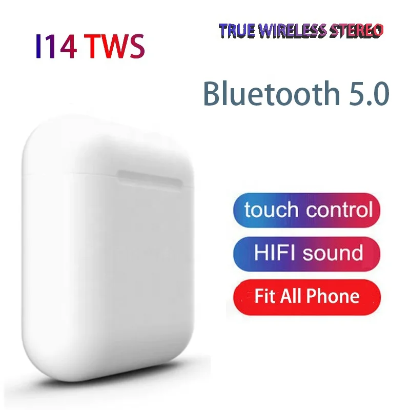 Беспроводные наушники i14 TWS fone Bluetooth 5 0 гарнитура с микрофоном спортивные для iphone