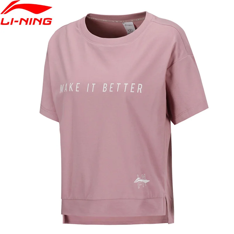 Женский тренировочный топ Li Ning с коротким рукавом 58% хлопок 42% полиэстер дышащая