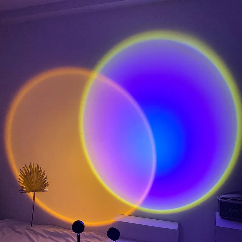 Led Night Light USB Rainbow Projector Sunset Nightlights Coffee Shop Bar Decoration Lamp Bedroom Atmosphere Light 2021 New Gift