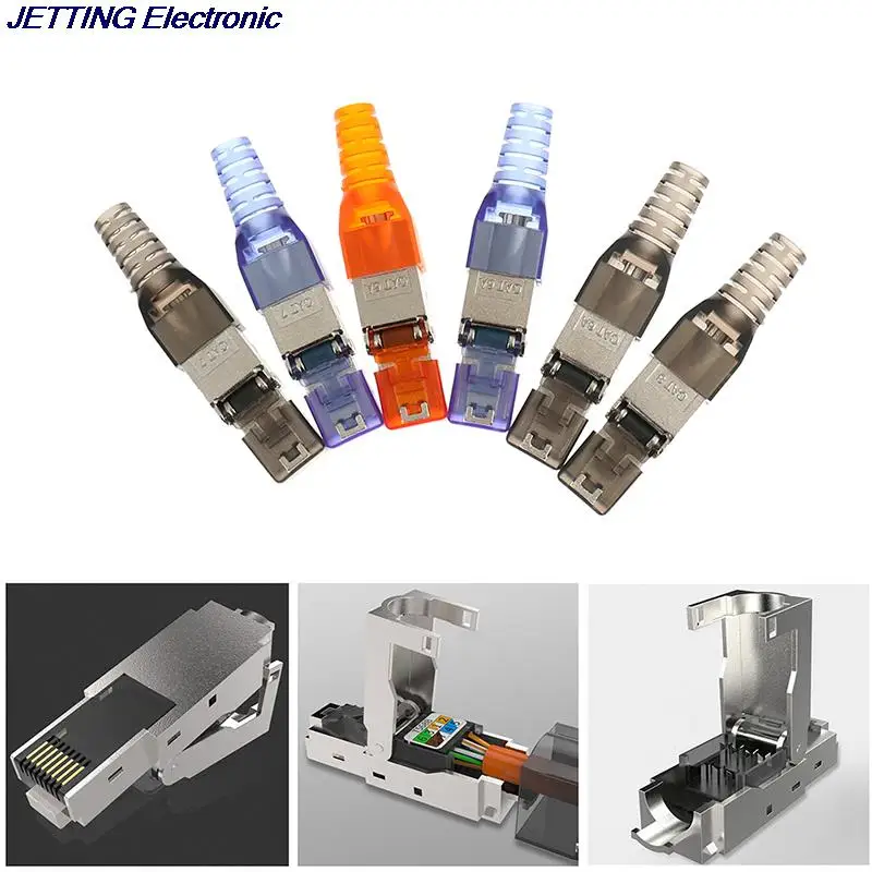 Бесинструментальная экранированная Хрустальная головка Ftp RJ45 Cat 7/Cat6A/Cat8 разъем