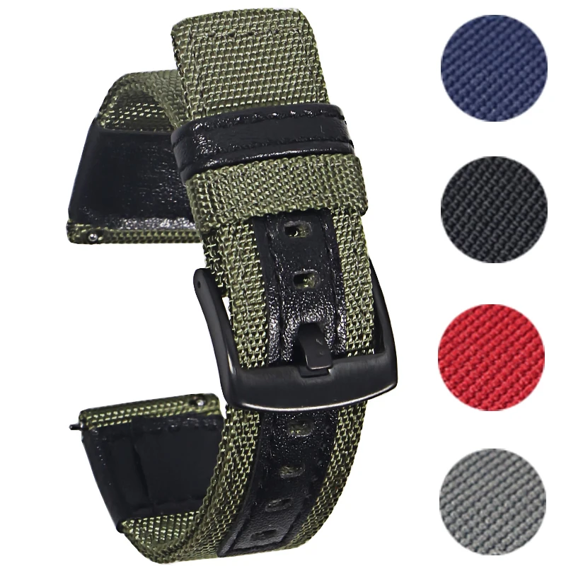 

20mm 22mm Watchband for Samsung galaxy watch 46mm 42mm Nylon Leather Watch Strap For Huawei Watch GT 2 For Huawei Watch GT 2e