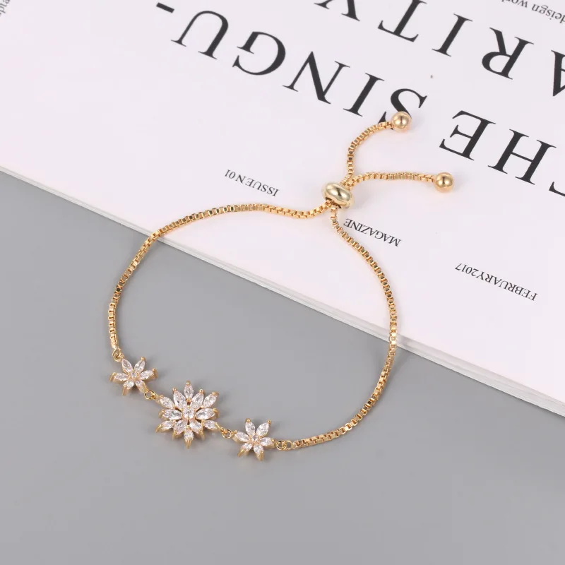 Циркониевый небольшой цветочный выдвижной браслет Женские Ювелирные