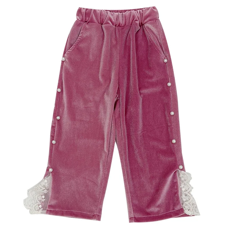 

Children's pants 2021 autumn new girls' pearl velvet pants thin split pants baby pants kids clothes