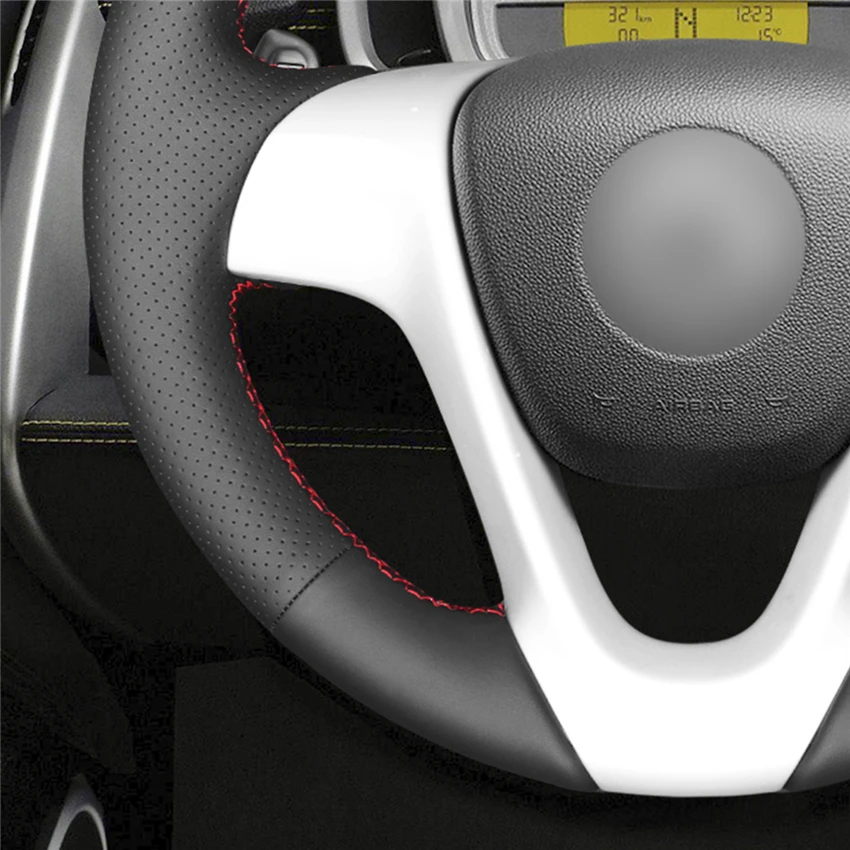 MEWANT черный удобный чехол рулевого колеса автомобиля из натуральной кожи для Smart