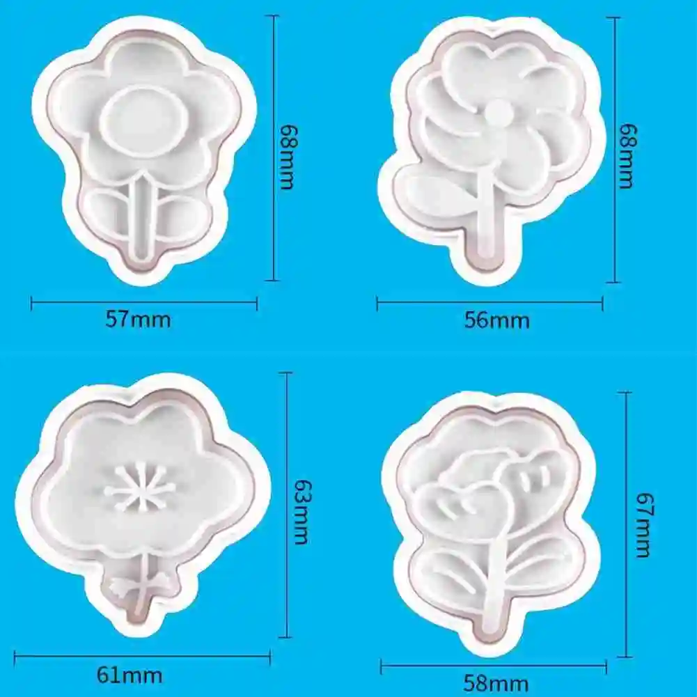 

4Pcs/Set New Flower Plastic Decorative Biscuit Mold DIY Kitchen Cake Decorating Tools Cookie Cutter Stamp Fondant Embosser Die