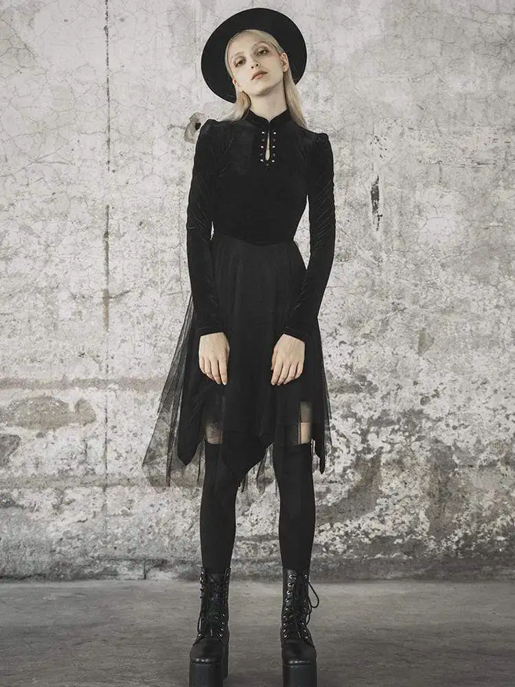 Женские кружевные платья в стиле панк с воротником-стойкой PQ-632 Азиатский размер