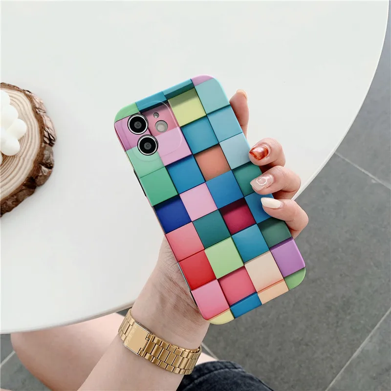 Милый квадратный чехол для телефона с тетрис Apple iPhone 12 11 Pro Max XR XS 7 8 Plus