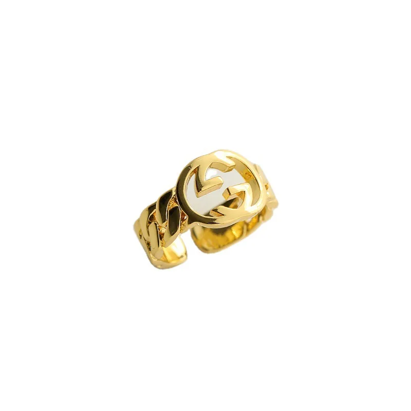 

Fashion Simple Gold Plated Letter Opening Index Finger Ring Party Evening Gift Woman Jewelry Ring 2021