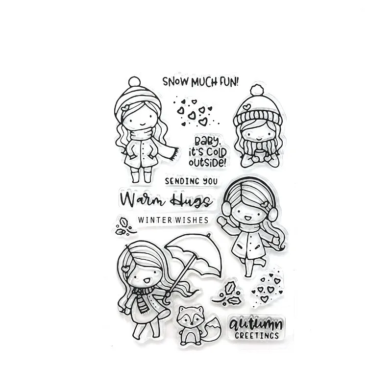 

NEW Clear Stamp Plastics Soft Seal Elf Witch Cute Girl Snowman Letters Insect Stant Deer Decor Handbook Transparent DIY Stencil