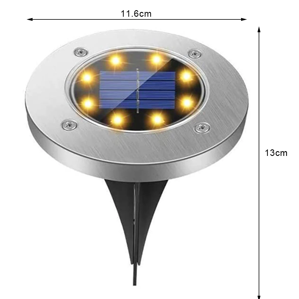 

8Pcs LED Solar Light Outdoor Yard Art Garden Stainless Steel Lawn Stakes Lamps Ground Waterproof Garden Pathway Lights