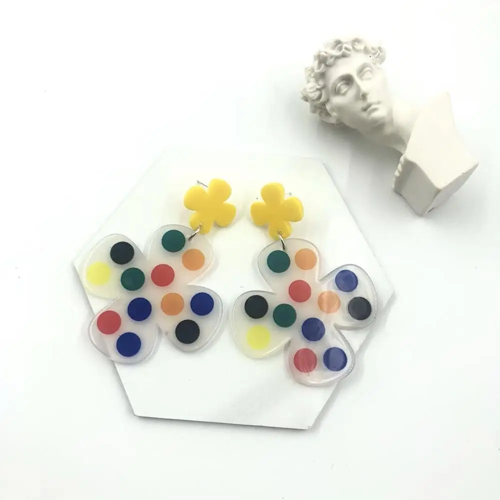 Женские Геометрические свисающие серьги летние в виде цветков лимона вечерние